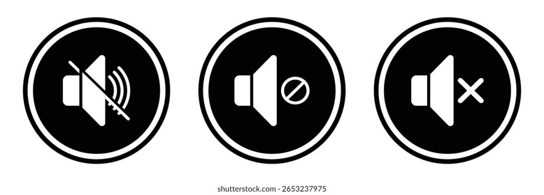 Set of no sound, No speaker icon. Sound icons. Speaker mute icon sign. Volume Off symbol. Silent mode icons