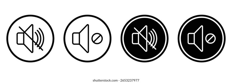 Set of no sound, No speaker icon. Sound icons. Speaker mute icon sign. Volume Off symbol. Silent mode icons