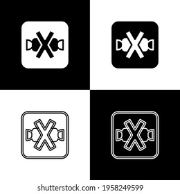 Set No sweets and candies prohibition icon isolated on black and white background. No candy forbidden symbol. Vector