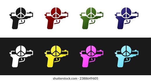 Establecer No hay ningún icono de guerra aislado en el fondo blanco y negro. El símbolo de la paz.  Vector
