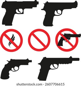Set of no weapon allowed icon, logo vector illustration isolate on white background