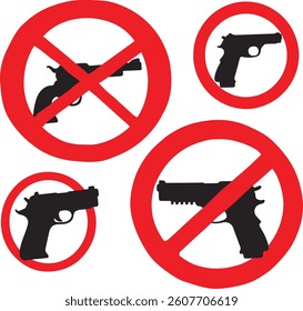 Set of no weapon allowed icon, logo vector illustration isolate on white background
