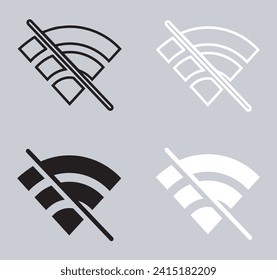 Conjunto de iconos Sin WiFi. No hay símbolo de símbolo de señal de Internet en estilo plano de moda. La red WiFi no está disponible ilustración de icono vectorial aislada en fondo gris