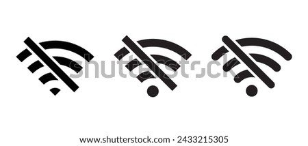 Set of no wifi icon vector in trendy style. Disconnected wireless network concept