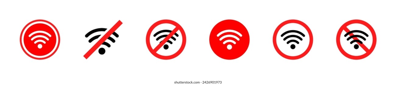 Satz von keinen WiFi-Vektor-Icons. Drahtlose Verbindung sperren. Internet-Signal stoppen.