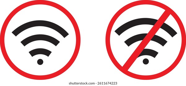 Set of no wifi vector icons. No wifi signal icon set, WiFi icon Processing vector set. wireless sign illustration, 
