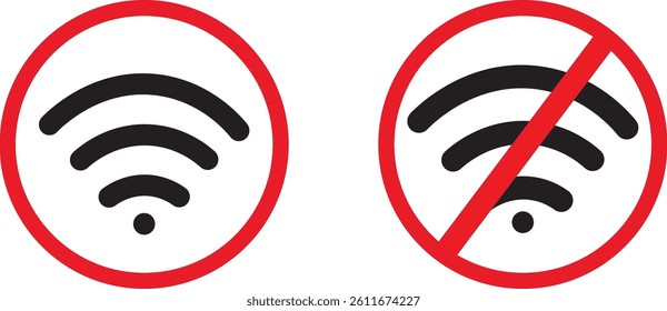 Set of no wifi vector icons. No wifi signal icon set, WiFi icon Processing vector set. wireless sign illustration, 
