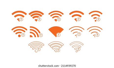 Conjunto de no icono inalámbrico Wifi color naranja vectorial