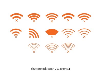 Conjunto de no icono inalámbrico Wifi color naranja vectorial