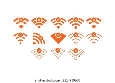 Set ohne WLAN-Symbol, Vektororangefarben