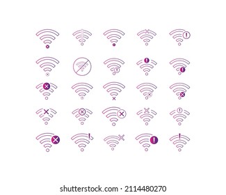 Set of No wireless connections icon sign vector gradient color