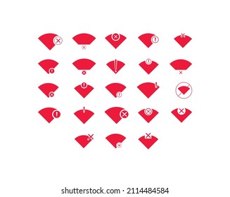 Set of No wireless connections icon sign vector red color