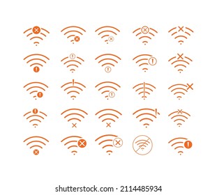Set "Keine drahtlosen Verbindungen" Symbol, Vektororange
