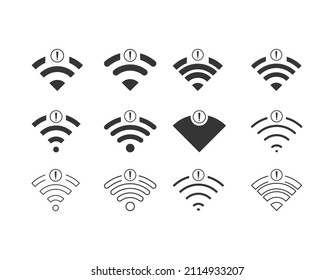 Conjunto de sin conexiones inalámbricas ningún símbolo wifi signo vector color negro