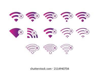 Set of No wireless connections no wifi icon sign vector gradient color