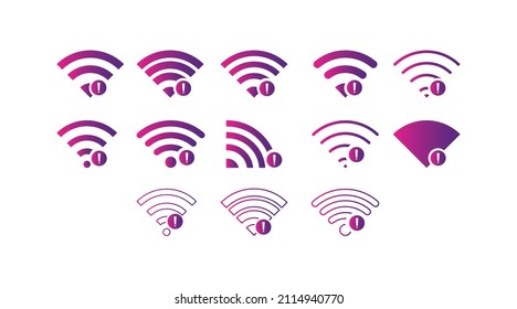Set of No wireless connections no wifi icon sign vector gradient color