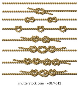 Set of nodes of different shapes of rope