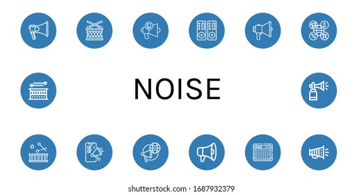 Set of noise icons. Such as Megaphone, Drum, Loudspeaker, Amplifier, Horn , noise icons