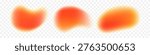Set of noise orange blur blobs or spots, isolated on a transparent background