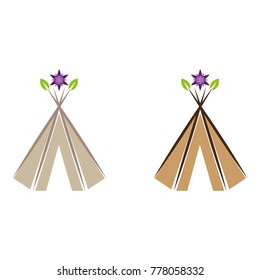 A set of nomad tent icons in different colors