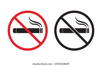 Set of Non smoking icon. Stop, no smoking sign. smoking prohibition sign, Vector Illustration.