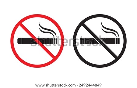 Set of Non smoking icon. Stop, no smoking sign. smoking prohibition sign, Vector Illustration.