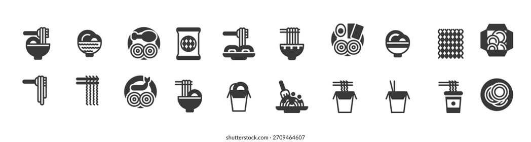 Conjunto de conjunto de iconos de fideos. Ilustración vectorial