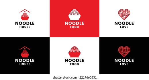 set of noodle logo design for menu restaurant and noodle company