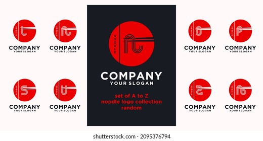 set of noodle logo reference,with initial style, noodle shop, ramen,udon, food shop and other.