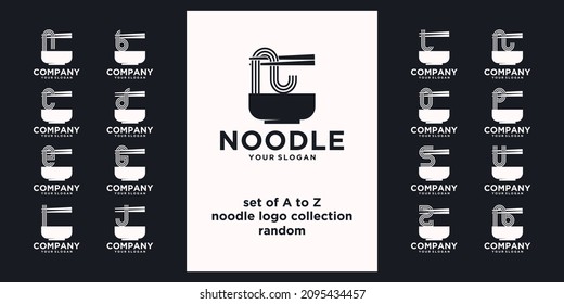 set of noodle logo reference,with initial style, noodle shop, ramen,udon, food shop and other.