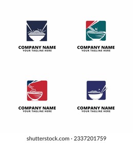 set of noodle logo vector icon