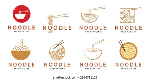 set of noodle simple logo vector design illustration