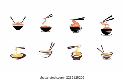 set of noodle vector icon