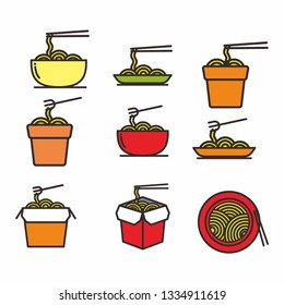Set of noodle vector illustration, noodle icons