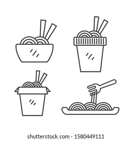 Set of noodle vector illustration with simple line design isolated on white background 