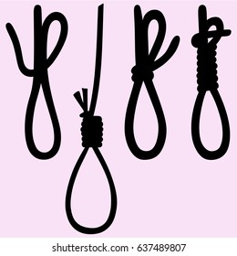 set of the noose vector silhouette isolated