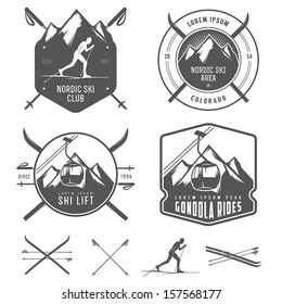 Set of nordic skiing design elements