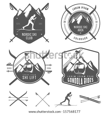 Set of nordic skiing design elements