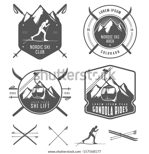 Set of nordic skiing\
design elements