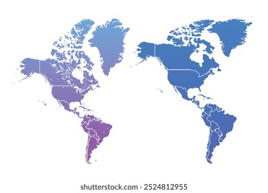 Conjunto de mapas del continente de América del Norte. Alto mapa físico detallado de América del Norte.