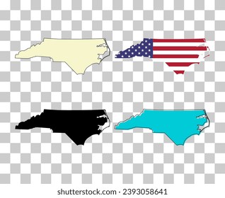 Set von North Carolina Karte, vereinigte Staaten von Amerika. Flaches Konzept, Vektorgrafik.