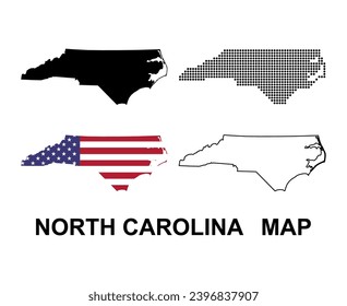 Mapa de Carolina del Norte, estados unidos de américa. Ilustración vectorial de concepto plano.