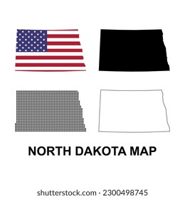 Set von North Dakota Karte, vereinigte Staaten von Amerika. Flaches Konzept Symbol, Vektorgrafik.