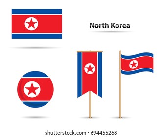 Set of north korea flags