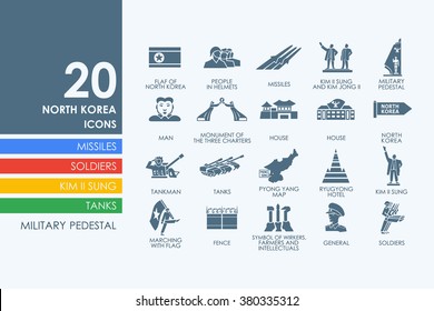 Set of North Korea icons