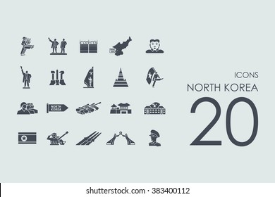 Set of North Korea icons