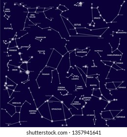 Set North Sky Constellations Vector Illustration Stock Vector (Royalty ...