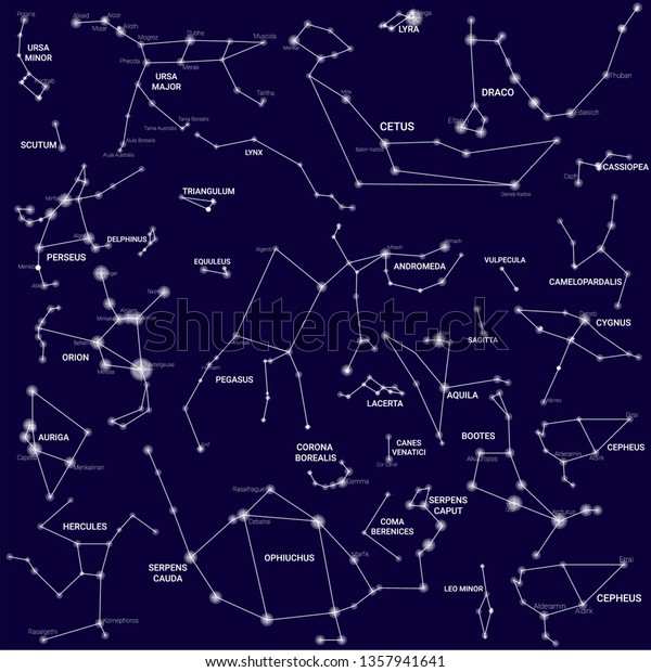 Set North Sky Constellations Vector Illustration Stock Vector (Royalty ...