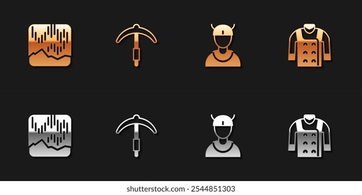 Set Northern lights, Pickaxe, Viking head and Sweater icon. Vector