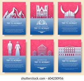 Set of Norway country ornament illustration concept. Art traditional, book, poster, abstract, ottoman motifs, element. Vector decorative ethnic greeting card or invitation design background.
